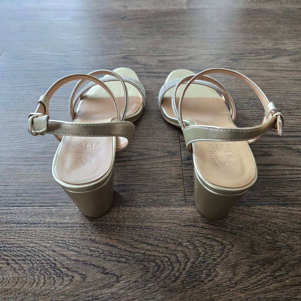 Naturalizer Champagne Bridget Rhinestone Strappy Dress Heels Sandals 8.5 M - Picture 6 of 10